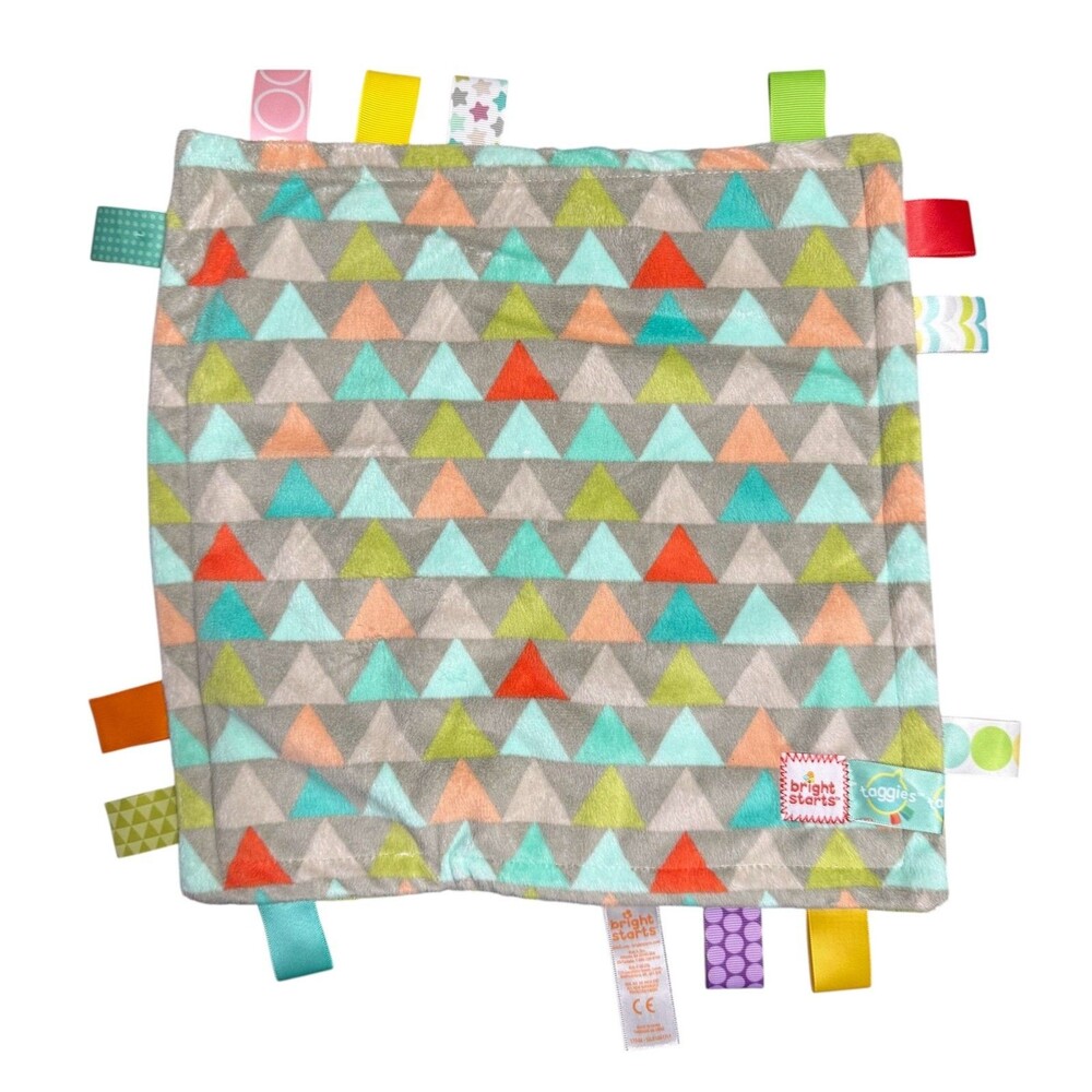 Bright Starts Taggies Baby Lovey Triangles Gray Green 12x12